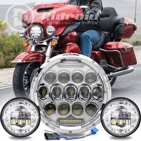 Ridroid-led7y09wd03-1 Ridroid 7 Inch Led Headlight 4.5 Fog Light For Harley Davidson Heritage Softail Class Set