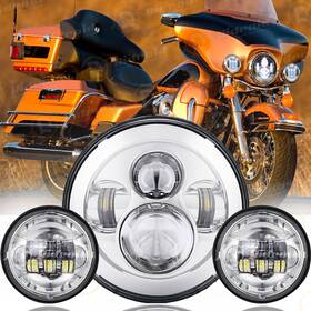 Ridroid-ledmp03 Ridroid 7 Inch Led Headlight Passing Lights Combo For Harley Davidson Touring Road King