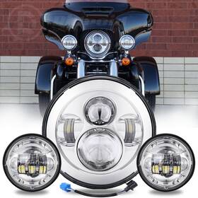 Ridroid-mp03-1 Ridroid For Yamaha Xv 1700 Road Star Silverado 7inch Led Headlight 4.5 Inch Passing Lights