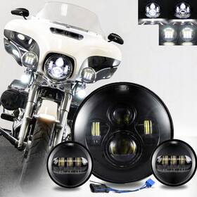 Ridroid-mptz04-2 Ridroid 7 Inch Led Headlight Passing Lights Set For Harley Davidson Heritage Softail Classic