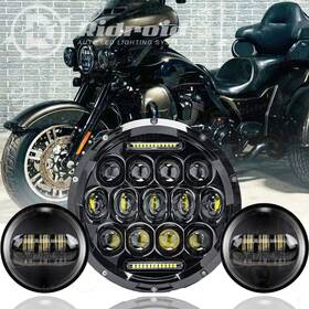 Ridroidled7y03-1 Ridroid 7 Inch Led Headlight Hi-low Beam Drl 4.5 Fog Passing Lamp Kit For Harley Motorcycle