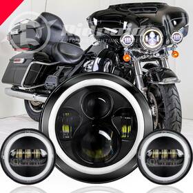 Ridroidledmptz02 Ridroid Dot 7 Inch 100w Led Headlight Drl 4.5 Fog Lights Kit For Harley Davidson