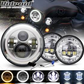 Rit-7y11wd03 Ridroid Chrome 7 Inch Led Headlight And 4.5 Passing Lights For Harley Davidson Street Glide
