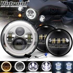 Rit-7y11wd04 Ridroid 7 Inch Led Headlight And Spot Fog Lights For Harley Davidson Touring Road King