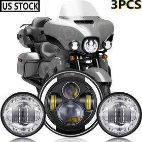 Shop-7y02wd03 Ridroid 7 Inch Led Halo Ring Headlight 4.5 Passing Light For Harley Touring Electra Glide