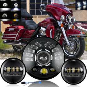 Shop-td7y0021wd4 Ridroid For Harley Ultra Classic Electra Glide Flhtcu 7 Inch Led Headlight Fog Passing Lamp