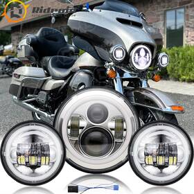 Shop7y11wd05 Ridroid 7 Inch Led Headlight 4.5 Passing Light For Harley Electra Glide Road King Chrome