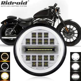 Td5y0008 Ridroid 5-3/4 Inch 5.75inch Round Motorcycle Led Headlight With Drl Amber Turn Signal Black