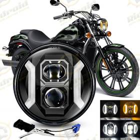 Td7y00025 Ridroid 7 Inch Led Headlight With Drl Hi/lo Beam Ring Headlamp Turn Signal Motorcycle