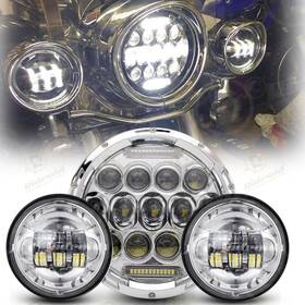 Td7y0009wd0003 Ridroid Chrome 7 Inch Led Headlight 4.5 Passing Light For Harley Davidson Touring Road King