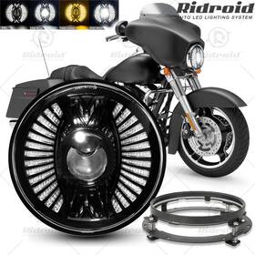 Td7y0025 Ridroid 7 Inch Led Headlight And Mounting Ring Bracket Adapter Round For Harley Motorbike