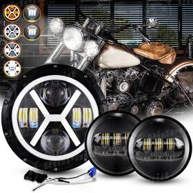 Td7y013wd04 Ridroid 7 Inch Led Headlight 4.5 Fog Passing Lights For Harley Electra Glide Road King