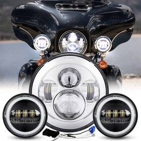 Td7y10wd002 Ridroid 7 Inch Led Headlight Fog Lights For Harley Touring Ultra Street Glide Electra