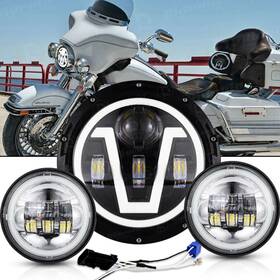 Td7y14wd005 Ridroid For Harley Road King Classic 7 Inch Led Headlight Projector 4.5 Fog Passing Lights