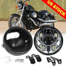 Ridroid Top-5y03zj06 5.75 Inch Led Headlight With Housing Bucket Bracket For Harley Sportster 883 1200 Dyna