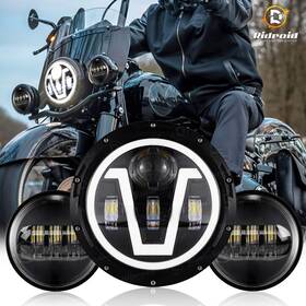 Top-7y14 Ridroid For Harley Electra Glide Ultra Classic 7 Inch Led Headlight 4.5 Passing Lamps