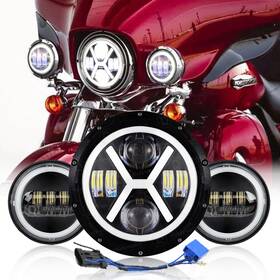 Top-td7y0015 Ridroid 7 Inch Led Headlight And Passing Lamps Fit For Harley Davidson Ultra Limited Flhtk
