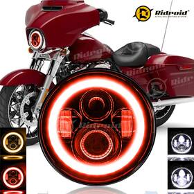 Top-td7y0020dd Ridroid 1pc For Harley Heritage Softail Classic Flstc 7inch Led Headlight Hi/lo Red Drl