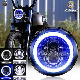 Toptd7y0017 Ridroid Used Round 7inch Led Headlight Blue Halo Drl For Harley Street Glide Road King