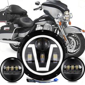 Vp-led-7ywd02-1 Ridroid Drl 7 Inch Led Projector Headlight V Halo 4.5 Passing Fog Lights For Harley Touring