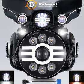 Vpled7y12-1 Ridroid 7 Inch Led Headlight Projector Drl Motorcycle For Harley Dyna Cafe Racer Bobber