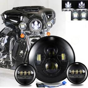 Zridroidmp04 Ridroid Black 7 Inch Led Headlight 4.5ftft Passing Light For Harley Davidson Heritage Softail