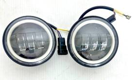 Bc-452b Saddle Tramp Motorcycle 4.5 Inch Led Projector Passing Lamp Set Harley Blacked-out Reflector