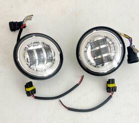 Bc-452s Saddle Tramp Motorcycle 4.5 Inch Led Projector Passing Lamp Set Harley Chrome Reflector