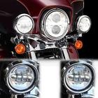 Sft01526 Pair Motorcycle Led Auxiliary Passing Headlights Lights Fit For Harley
