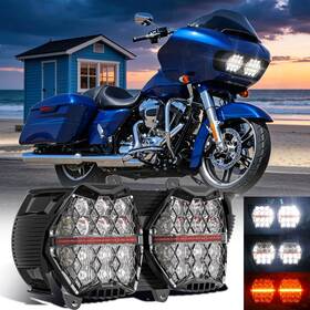 Spl 762891746633 Dual Led Headlight Hi Lo Beam With Drl Emark Approved For Harley Road Glide 2015-24