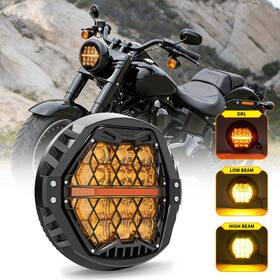 Hcamb78561224 Spl Amber Lens For Harley Fat Boy S Flstfbs 2016 2017 7 Inch Round Led Headlight With Drl