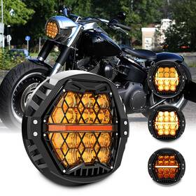 X7hlfb000966amb Spl Brightest Amber Lens 7 Inch Led Headlight Hi/low For Harley Fat Boy Flstf 00-17