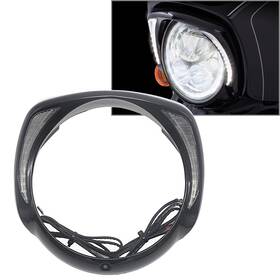 Successsss 236789157387 Led Headlight Headlamp Bezel Visor Trim Ring Fit For Harley Touring 2014 Black