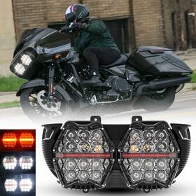 Sup-light 754137410699 Clear Dual Led Headlight Hi-low Assembly Amber Drl For Harley Road Glide 2015-23