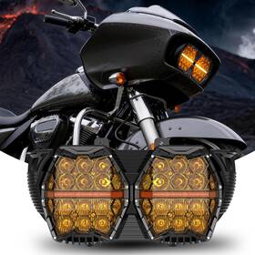 Sup-light 762891747937 E24 Led Headlamp Yellow Lens Projector Hi/lo Beam Drl For Harley Road Glide Fltr