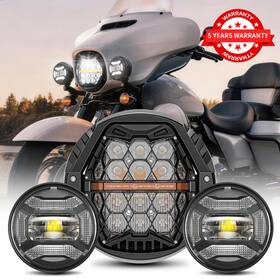 Sup-light 762891749191 7 Inch Led Headlights Fog Lamps For Harley Electra Glide 1994-2019 Road King 1994-22