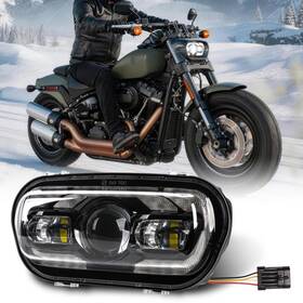Sup-light 762891749283 Emark Black Led Halo Headlight Brightest Hi/low Drl For Harley Fat Bob Fxfbs 114