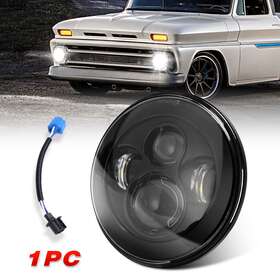H6014h132007 Sup-light Black 7 Inch Round Led Headlight Hi/lo Beam For Chevy C10/ Camaro/ Pickup Truck