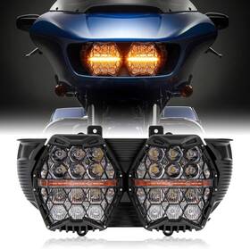 Sup-light Sfc2026041788 For 2015-2024 Harley Road Glide Honeycomb 240w Dual Led Headlight Amber Drl