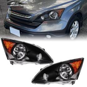 10070012 Supapro Headlight Assembly Black Housing Fits Honda Cr-v 2007-2011 Without Bulbs