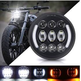 Suparee 313104898825 5-3/4 Inch 5.75 Led Headlight With Halo Drl Turn Signal For Dyna Street Bob Sup