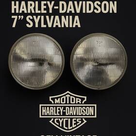 H-6024 Sylvania Pair Of Harley-davidson 7 Inch Motorcycle Headlight Lamps - Vintage Oem