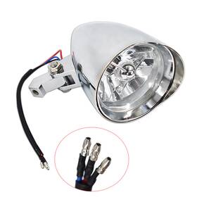 1187784 Tectech Motorcycle Chrome Visor Headlight Lamp For Bobber Chopper Dyna 12v New