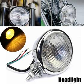 Us-hl-634-chcl Topspeedmoto Chrome Motorcycle 4.5 Inch Round Headlight H4 Bulb Light For Harley Bobber Chopper