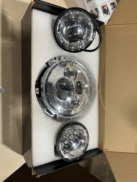 8542081289 Truckmall 7 Inch Led Headlight Fog Passing Lights Dot Kit Deluxe Fatboy Chrome