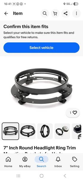 15x3k1-bk True Mods 7 Inch Round Headlight Ring Trim Mounting Brackets For Harley Projector Black