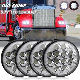 1001-w-bk-4pc Unishine 4pc 5.75 Inch Chrome Led Headlights Hi/lo Beam 180w For Kenworth W900a Peterbilt 359