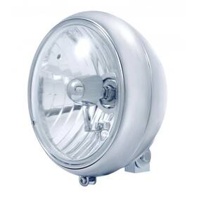 32165 United Pacific 7 Inch Motorcycle Headlight Crystal H4 Halogen Bulb Chrome New