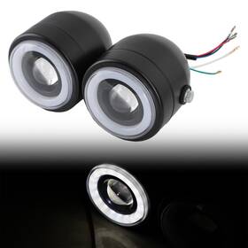 M513-a096-blk Vipjq Black Twin Headlight Motorcycle Double Dual Lamp Street Fighter Universal