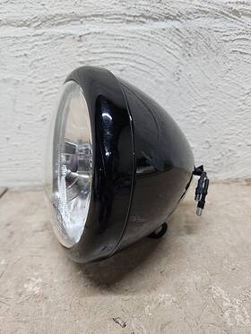 20-0334mbd Wyatt Gatling Black 5-3/4 Inch Round Headlamp Assembly Teardrop Style Fits Harley Davidson